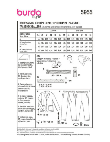 Patrón de traje - Burda 5955