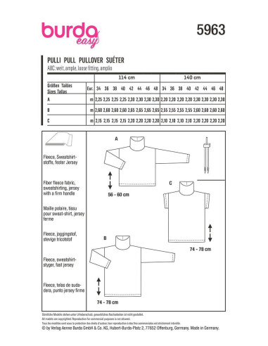 Patrón de suéter - Burda 5963