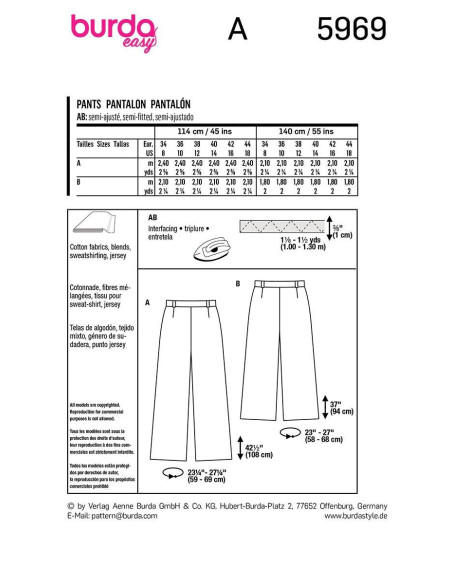 Patrón de pantalón - Burda 5969