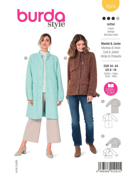 Patrón de chaqueta y abrigo - Burda 5974