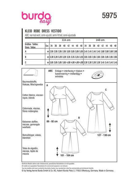Patrón de vestido - Burda 5975