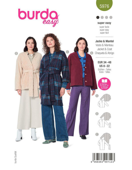Patrón de chaqueta y abrigo - Burda 5976