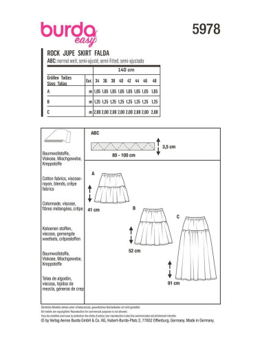 Patrón de falda - Burda 5978