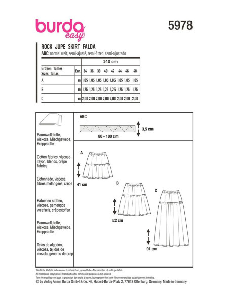 Patrón de falda - Burda 5978