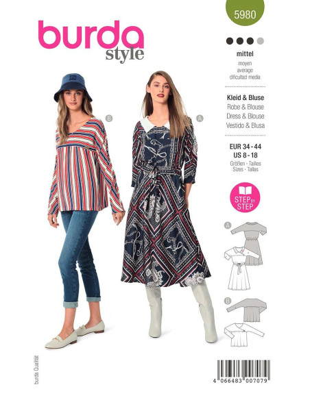 Patrón de vestido y blusa - Burda 5980