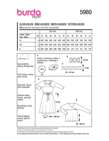Patrón de vestido y blusa - Burda 5980