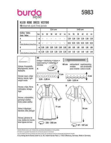 Patrón de vestido - Burda 5983