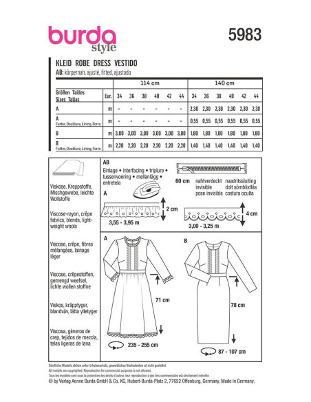 Patrón de vestido - Burda 5983