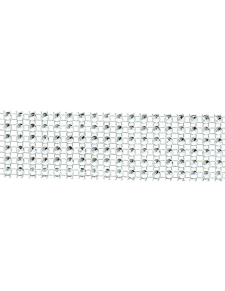 Galón de estrás 30 mm plata