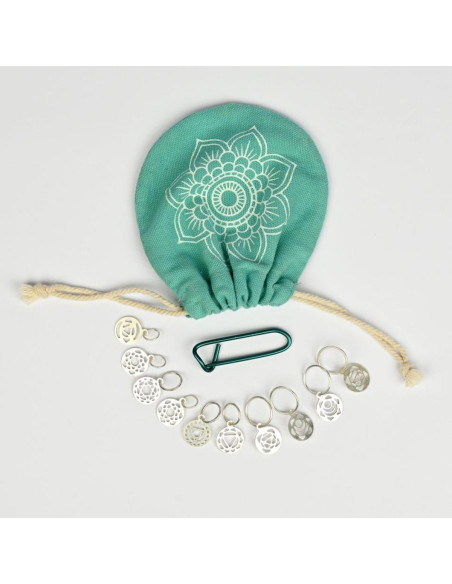Juego de marcadores de puntadas de plata chapada Chakra Mindful KnitPro