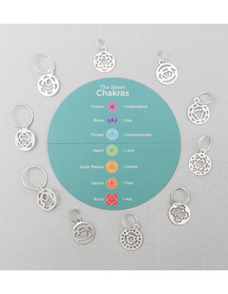 Juego de marcadores de puntadas de plata chapada Chakra Mindful KnitPro