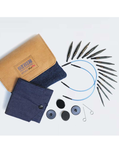 Kit de agujas circulares mini KnitPro Indigo