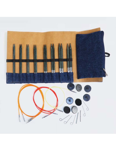 Kit de agujas circulares para tejer KnitPro Indigo