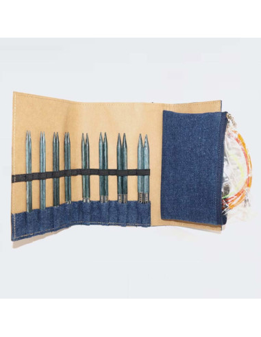 Kit de agujas circulares para tejer KnitPro Indigo