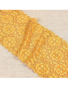 Encaje elástico camino de flores - Amarillo mostaza