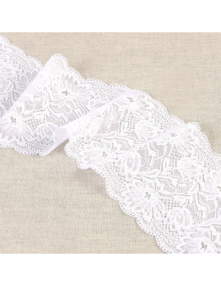 Encaje elástico flores delicadas - Blanco
