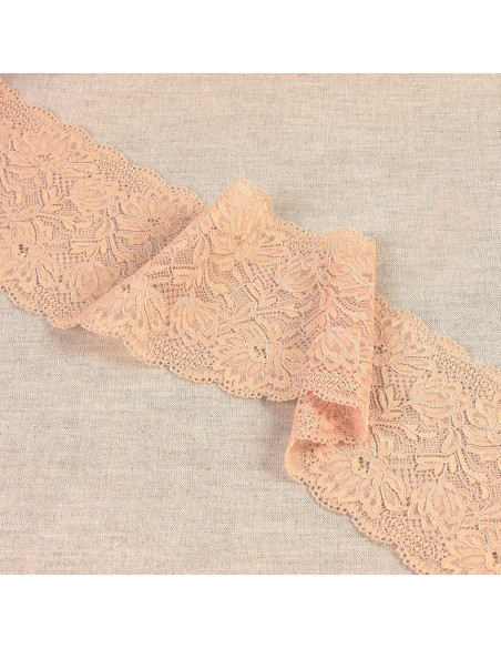 Encaje elástico flores delicadas - Beige