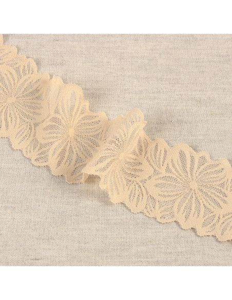 Encaje elástico pétalos de flores - Beige