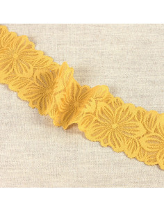 Encaje elástico pétalos de flores - Amarillo mostaza