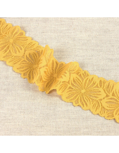 Encaje elástico pétalos de flores - Amarillo mostaza