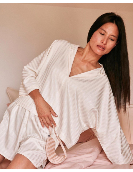 Tejido de algodón viscosa Stripes Off-White - Atelier Brunette