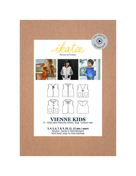 Patrón de chaleco sin mangas unisex Vienne kids - Ikatee