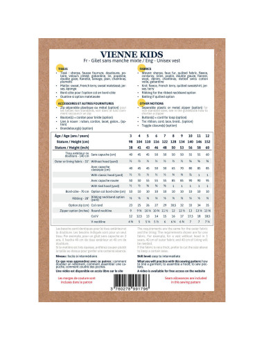 Patrón de chaleco sin mangas unisex Vienne kids - Ikatee