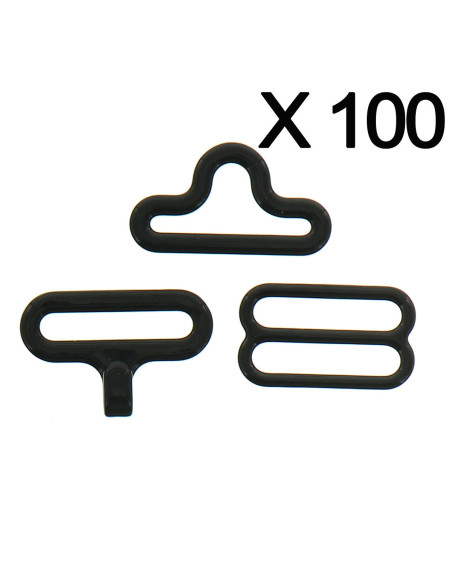 Juego de 100 sujetadores de lazo - Negro