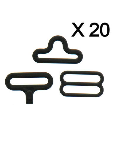 Juego de 20 clips de pajarita - Negro