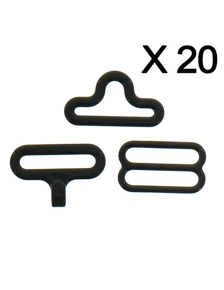 Juego de 20 clips de pajarita - Negro