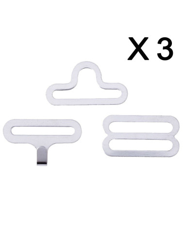 Juego de 3 clips de corbata de moño - Plata