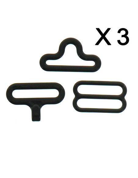 Juego de 3 sujetadores de pajarita - Negro