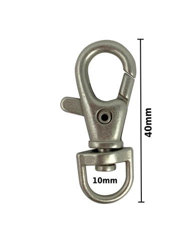 Mosquetón de metal - Plata mate 40 x 10 mm