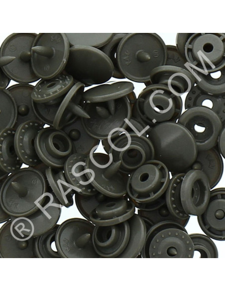 Bolsa de 25 broches de resina KAM redondas - Plata oscura