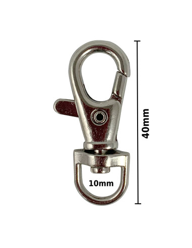 Mosquetón de metal - Plata 40 x 10 mm