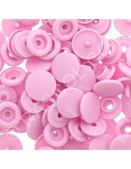 Bolsa de 25 broches de resina KAM redondas - Rosa
