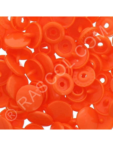 Bolsa de 25 broches de resina KAM redondas - Naranja brillante
