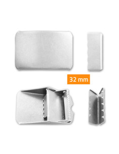 Hebilla de cinturón con garras y solapa - Plata 32 mm