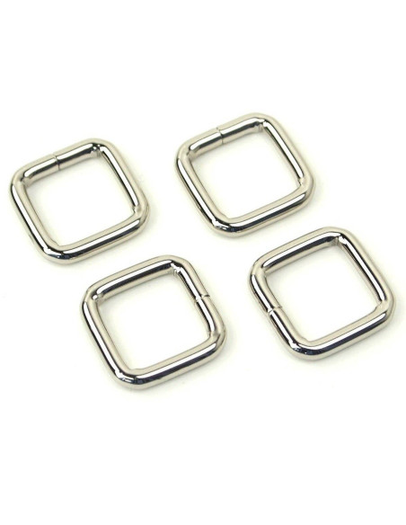 Juego de 4 anillos cuadrados - Plata 12,7 mm