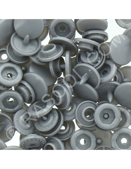 Bolsa de 25 broches de resina KAM redondas - Gris claro