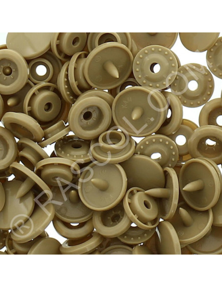 Bolsa de 25 broches de resina KAM redondas - Ocre