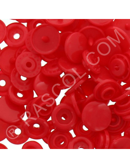 Bolsa de 25 botones de resina KAM redondos - Rojo