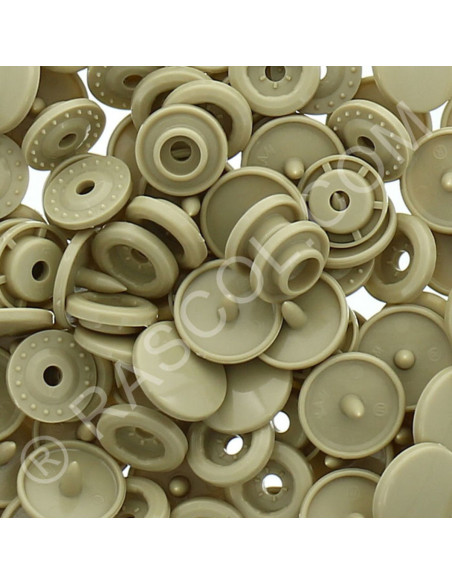 Bolsa de 25 broches de resina KAM redondas - Beige oscuro