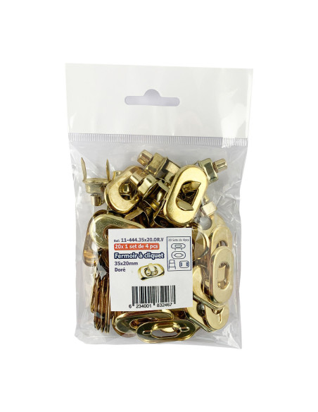 Lote de 20 cierres giratorios ovalados 35 x 20 mm - Oro