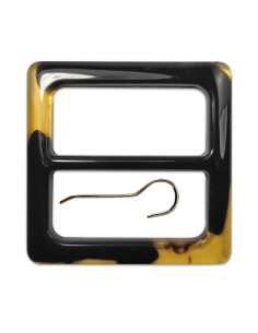 Hebilla de cinturón vintage cuadrada - Negro jaspeado 5 cm