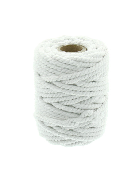 Cordón de algodón macramé 6 mm - Blanco