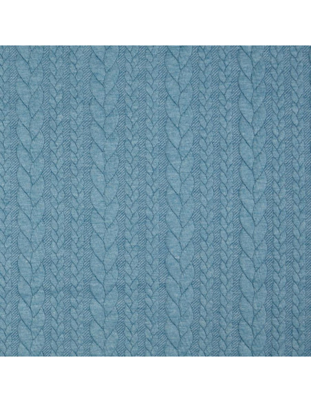 Tejido de sudadera trenzado - Azul petróleo