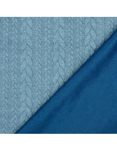 Tejido de sudadera trenzado - Azul petróleo
