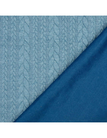 Tejido de sudadera trenzado - Azul petróleo