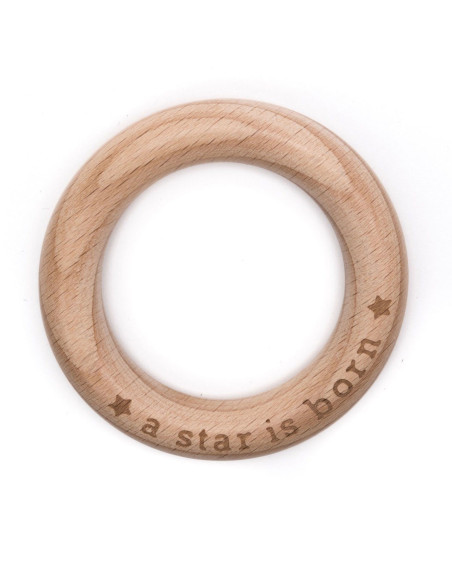 Anillo de dentición de madera 70 mm - Ha nacido una estrella